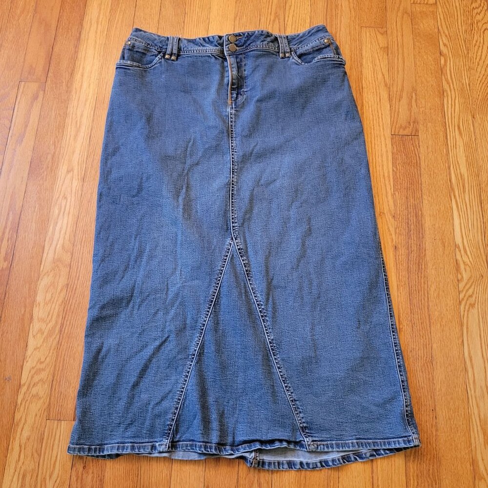 Cato 18 Blue Jean Denim Skirt Maxi Belt Loops Pockets